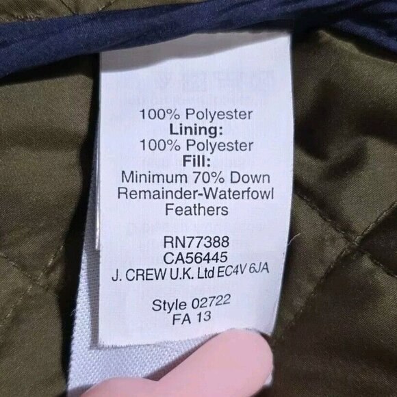 J.CREW Quilted Green Barn Jacket Corduroy Collar Gold Button Down Fill Women Med - Picture 10 of 15